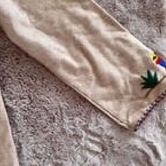 Vintage Lopez Mexican Wool Open Tourist Coat Jacket Yarn Embroidered Tan Sz S/M - Picture 3 of 12
